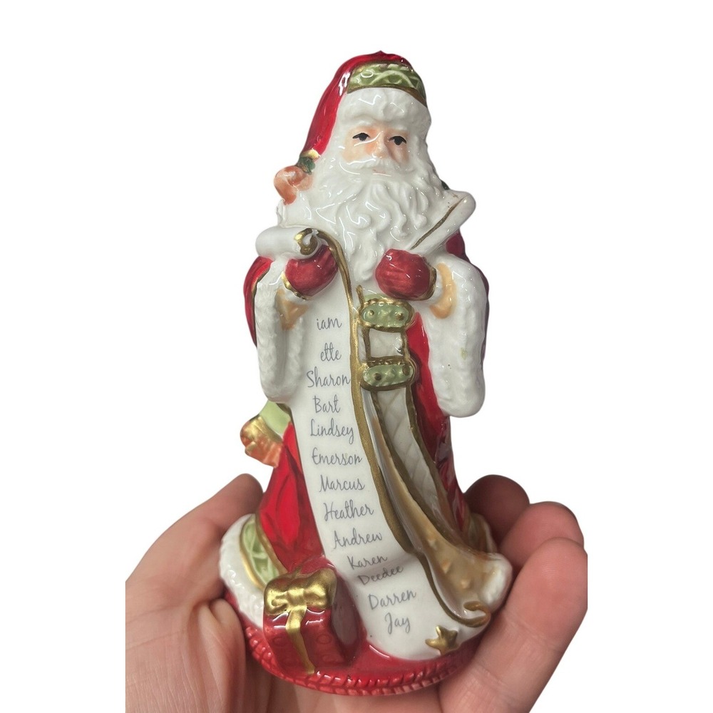 Vintage Fitz and Floyd Holiday Small Hand Painted‎ Frost Porcelain Santa Bell